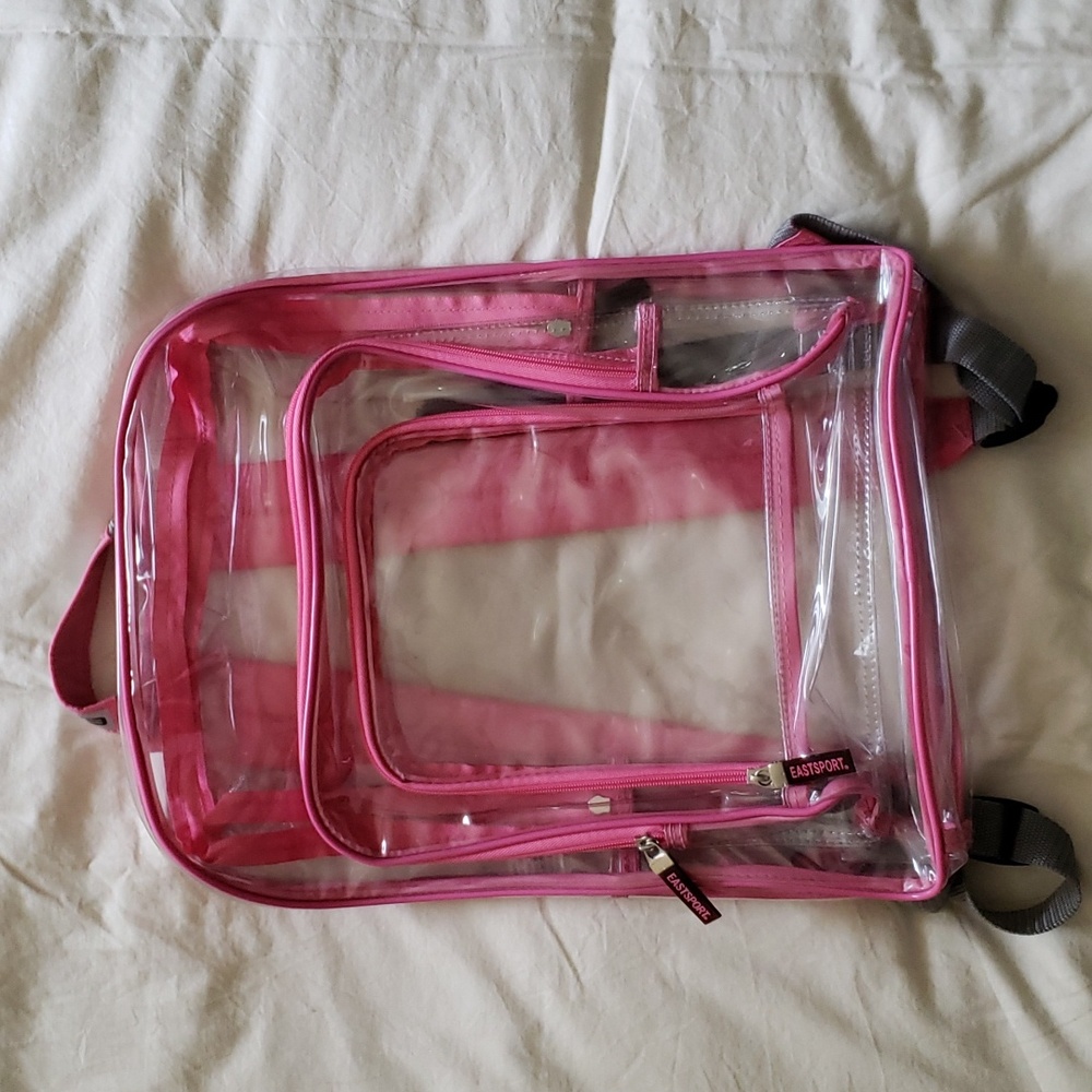 Vintage stadium concert clear pink Eastsport backpack padded shoulder straps